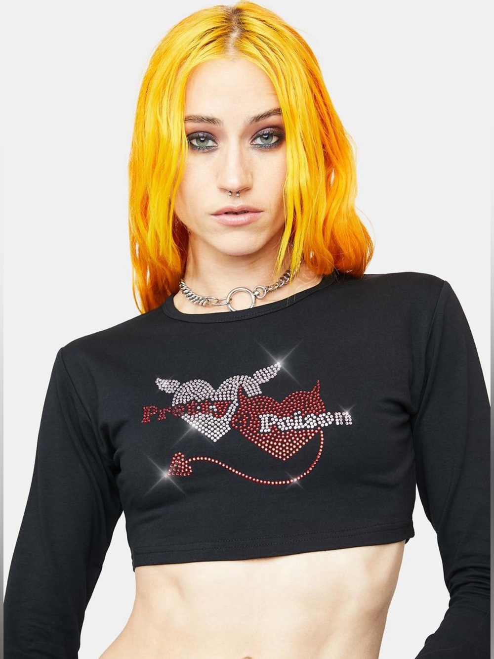 NWT - Edikted - ‘Poison Rhinestone Crop Top’ - Small and Large